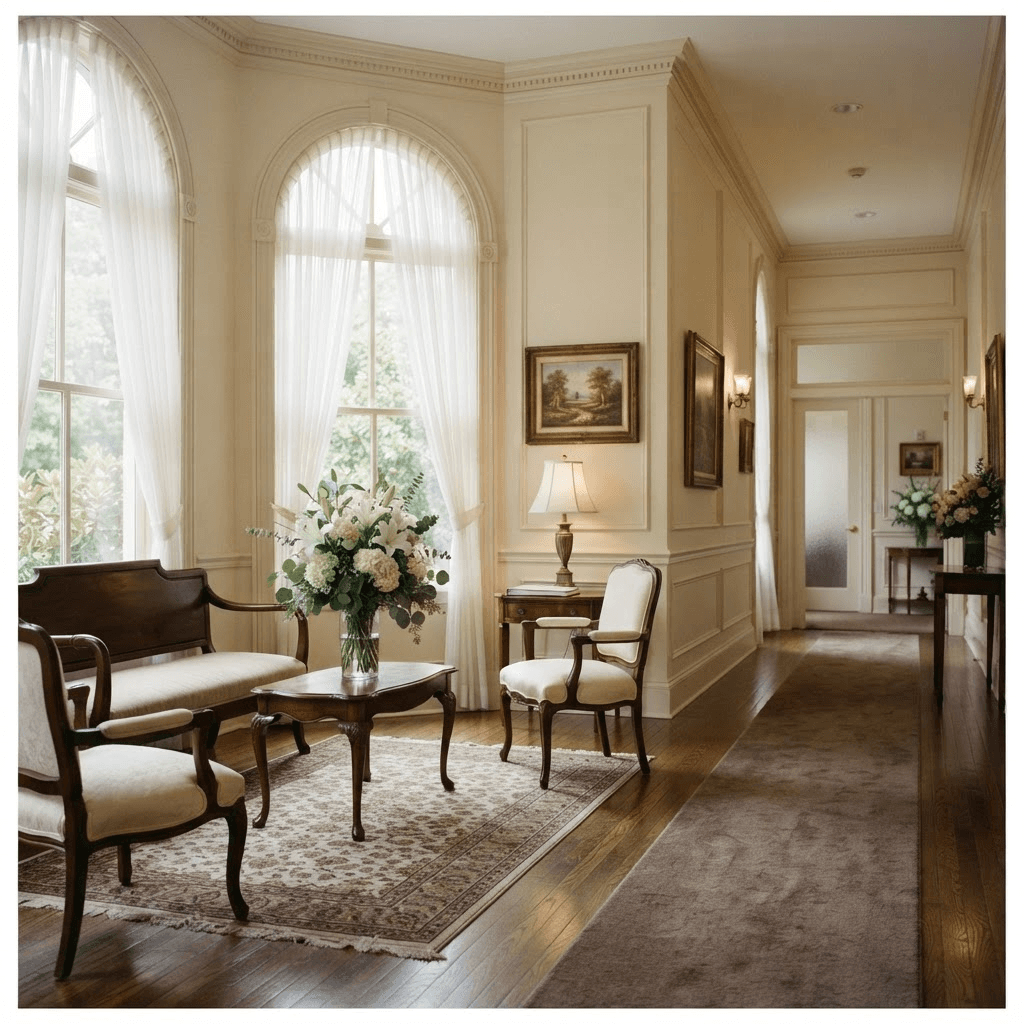 Interior of Lakeside Funeral Home — warm, elegant and welcoming